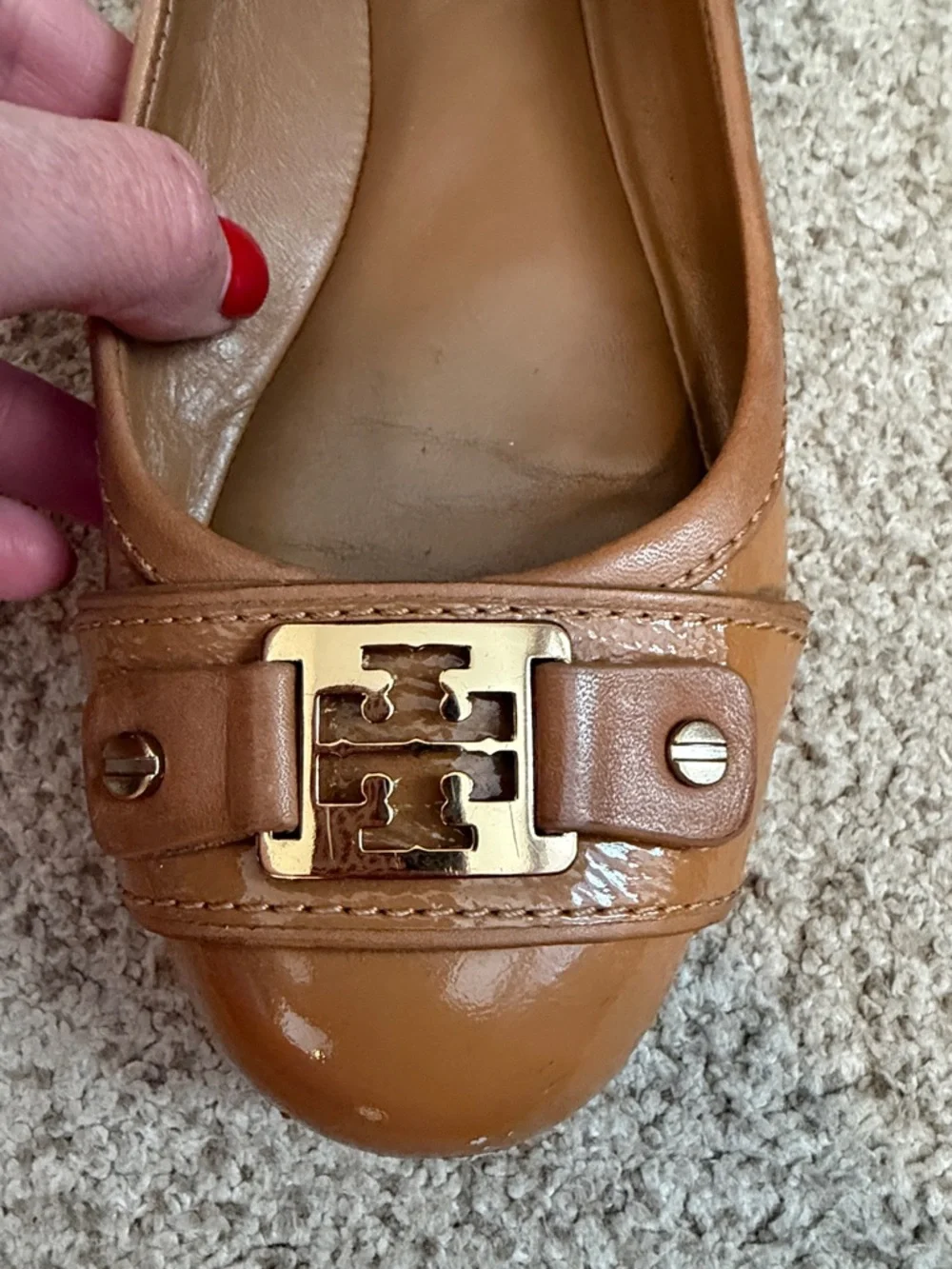 Tory Burch Royal Tan Patent Leather Ballet Flats, 8